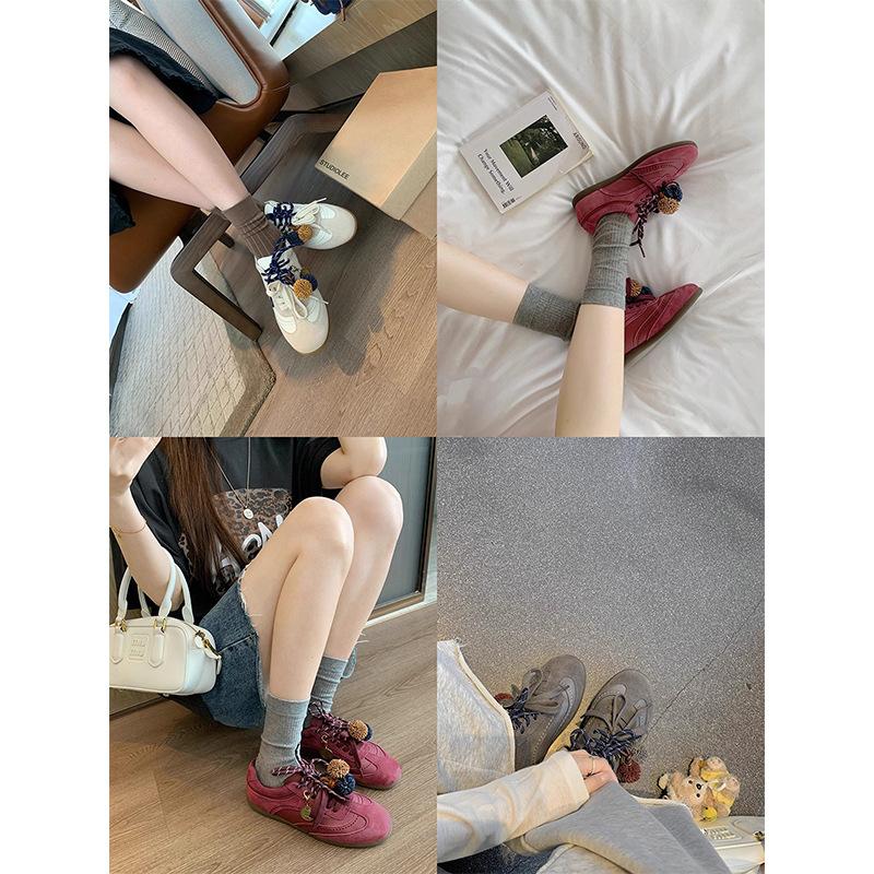 Ретро цветовая гамма, повседневные кроссовки для моральной подготовки, женские, осень 2025, новые, модные, универсальные, с высокой ценностью, с бахромой, на шнуровке, белые туфли