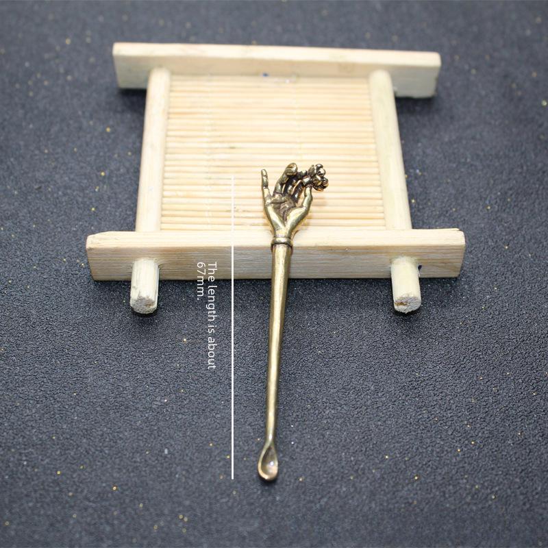 Ложка-прорезыватель для ушей из латуни Lotus Ruyi - брелок-подвеска из чистой меди