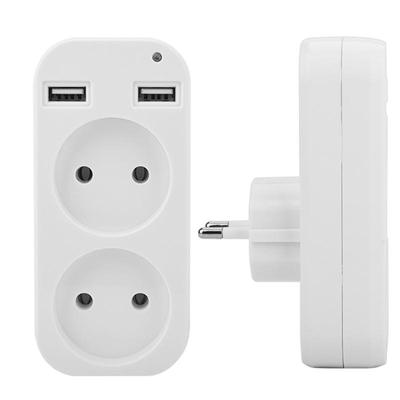 Многофункциональный, 2 разъема, 2 USB-порта для зарядки, питание для USB-устройств, вилка европейского стандарта