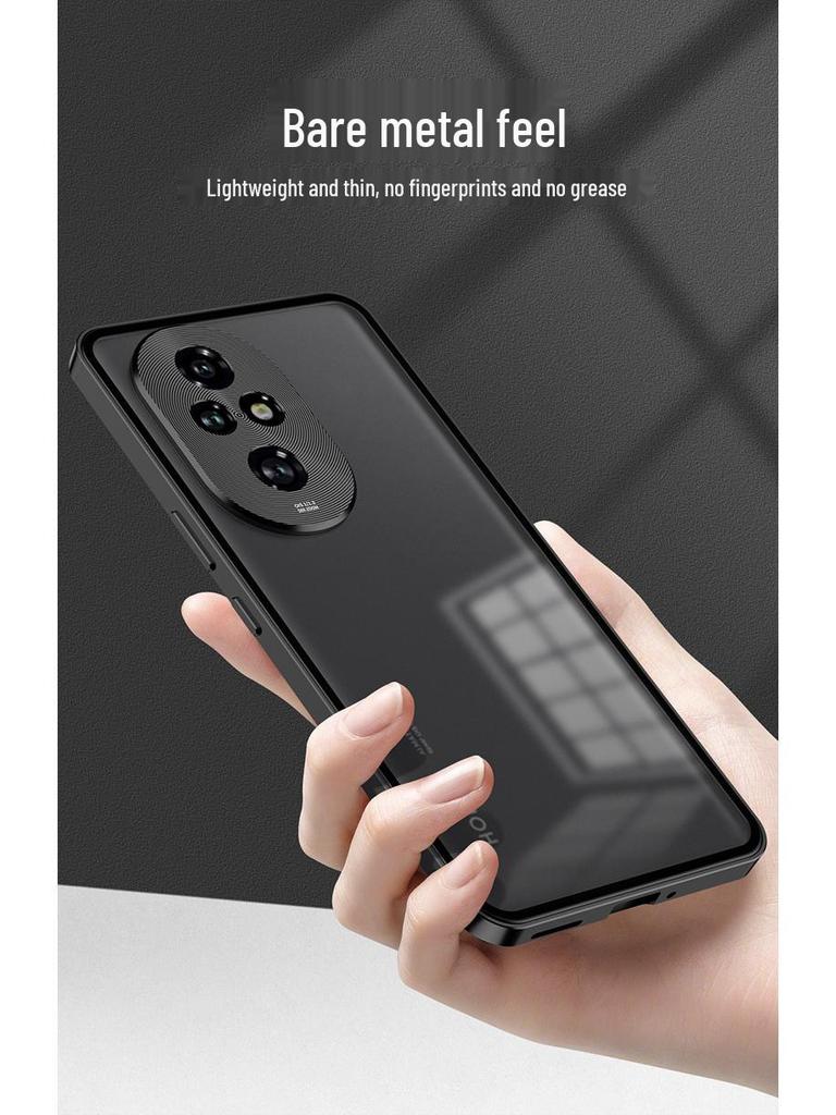 Чехол для телефона Honor 400pro с металлическим каркасом: Кнопка-защелка, Матовая задняя панель, Защитное зеркало.