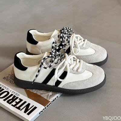 Новая женская обувь весна и осень ретро повседневная спортивная на плоской подошве нескользящая обувь с цветными блоками на шнуровке кеды