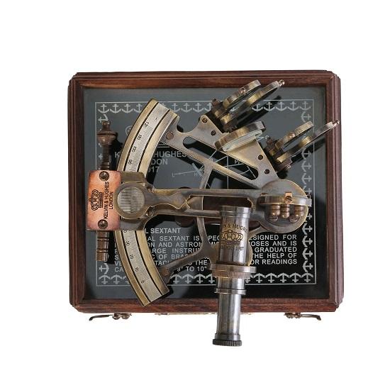 Astrolabe Vintage Style Brass Sextant with Patina Antique