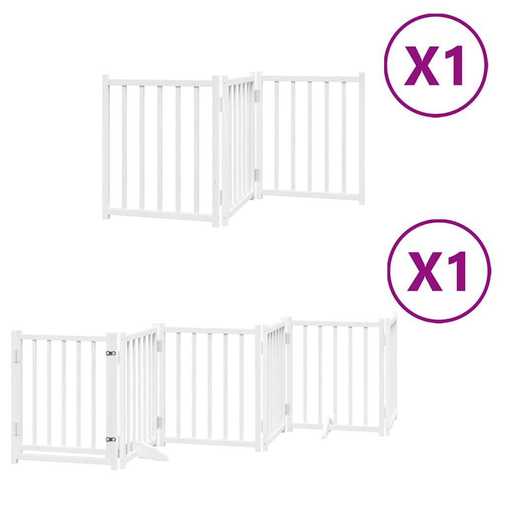vidaXL Dog Gate Folding Door 9 Panels White Poplar Wood