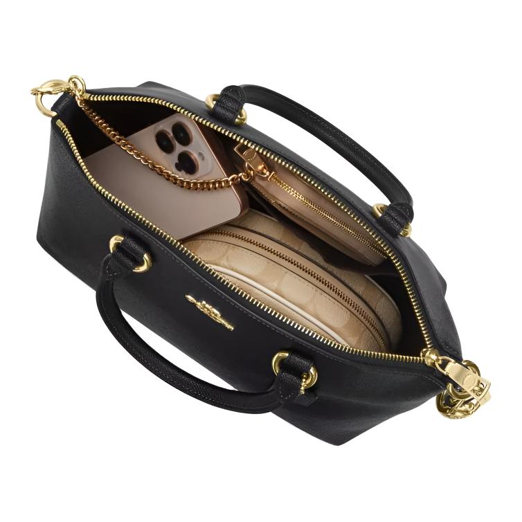 Coach Сумка через плечо Sadie 30 с золотыми металлическими акцентами из фактурной кожи Женские сумки Черная CCM70-IMBLK