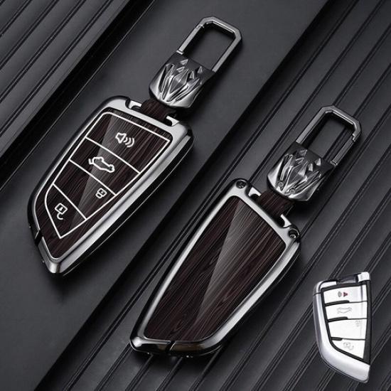 Aluminum Alloy Leather Car Key Case Cover For BMW 1 2 3 4 5 6 7 X2 X3 X4 X5 X6