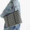 Tory Burch T Monogram Logo Print Zipper Closure Fabric Tote Bag Women Tote Navy-Blue 166419-405