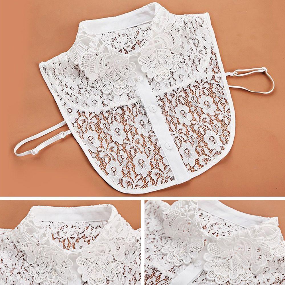 Clothes Accessory Detachable Fake Collar White Black Lace Neckline Adjustable False Collar Women Girls