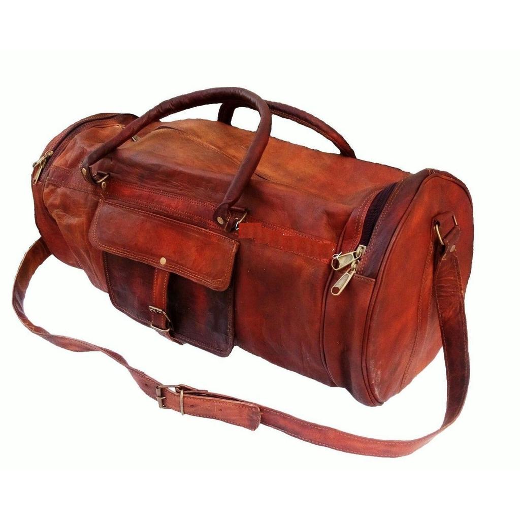 New Men's Genuine Leather Large Vintage Duffle Travel Gym Weekend Overnight Bag
