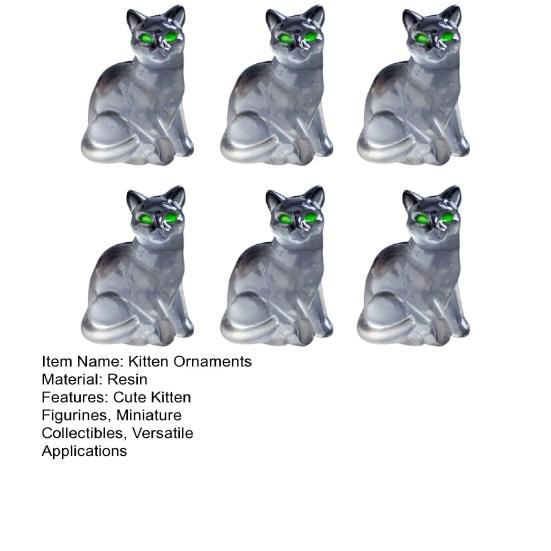 6Pcs Mini Resin Cats Glow-in-the-Dark Transparent Kitten Ornaments Miniature Cat Figurines for Fairy Garden Decor Micro Landscapes Crafts