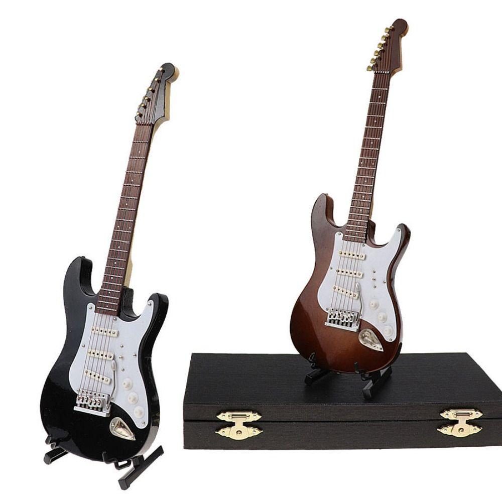 Деревянный кукольный домик Миниатюрная гитара Мини Мини электрическая бас-гитара Модель Украшение комнаты