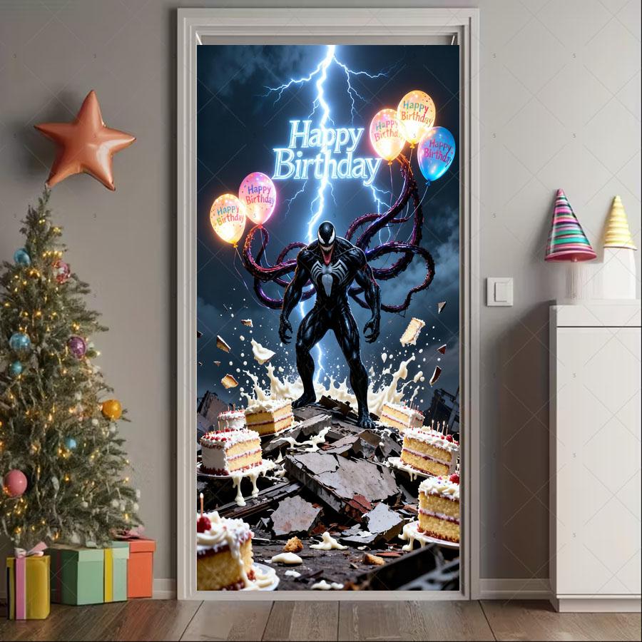 Superhero Theme Backdrop Venom Child Birthday Party Decoration Door Frame Banner Baby Shower Supplies Photography Studio Props