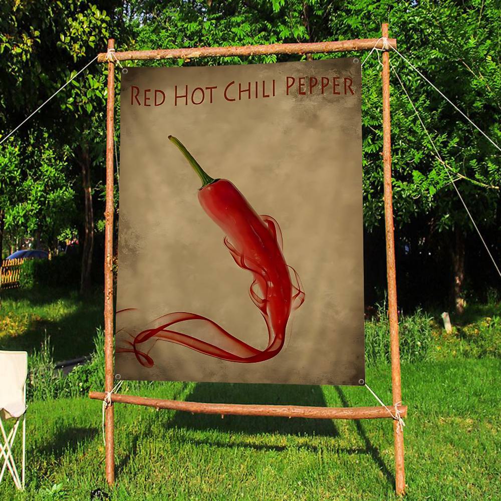 RRed HotChili Peppers Band Small Size Cheerleading Banner Hand Pulled Flag Outdoor Atmosphere Flags