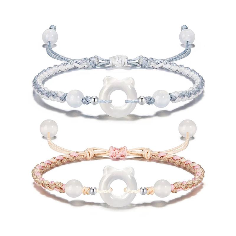 Браслет в китайском стиле с кошкой, плетеный вручную, для женщин и девочек, милый универсальный браслет, милый браслет с кошкой, ювелирные изделия, аксессуары, подарки