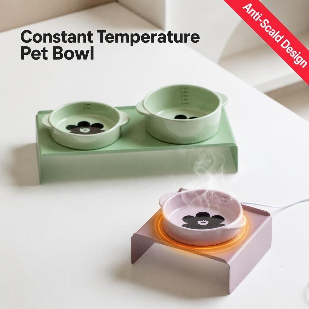 Constant Temperature Elevated Cat Bowl with Iron Stand Dog Drinking Bowl Pet