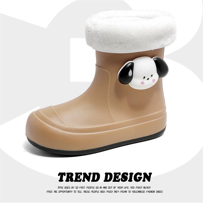 Женские дождевые ботинки милые мультяшные верхняя одежда водонепроницаемый клей дождевые ботинки модные универсальные легкие мягкие бархатные теплые