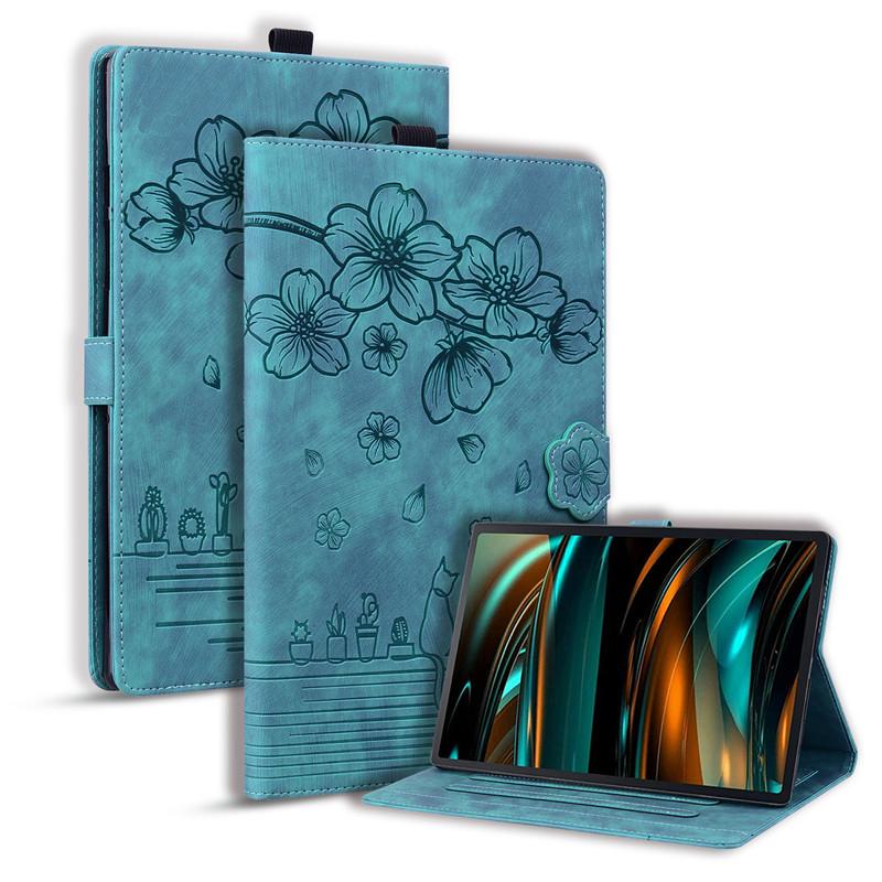 Чехол для Samsung Galaxy Tab A9 Plus 11 дюймов 2023 чехол с тиснением 3D Flower Cat Wallet Stand Cover для Galaxy Tab A9 Plus чехол Funda