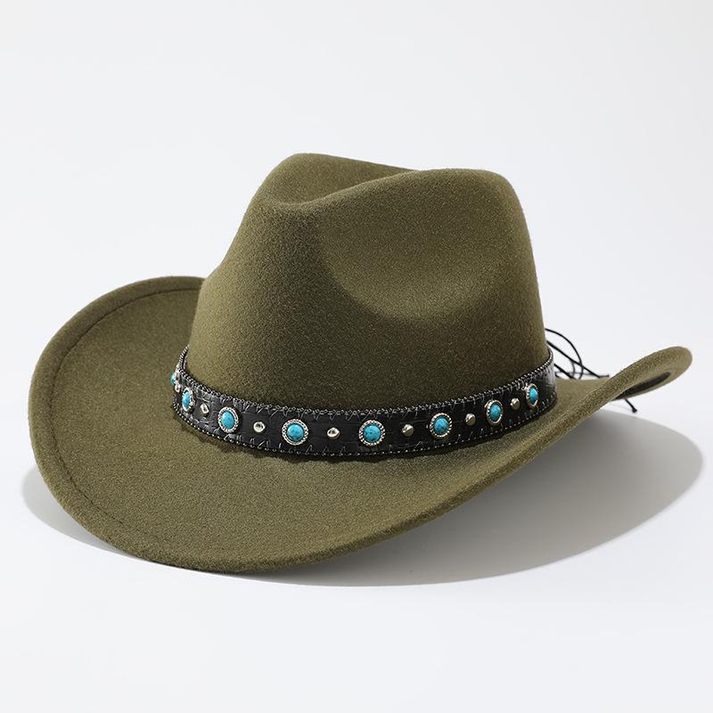 Cowboy hat retro jazz hat sapphire accessory woolen top hat felt hat retro imitation sheep hat cowboy hat