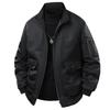 Mens Padded Cotton Jacket Stand Collar Nylon Casual Plus Size Winter Coat