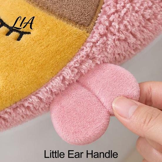 Adhesive Toilet Seat Protectors Plush Cartoon Mat, Soft Thickened Washable Bathroom Pad Portable Handles with Handle, Warm Skin-Friendly Cushion