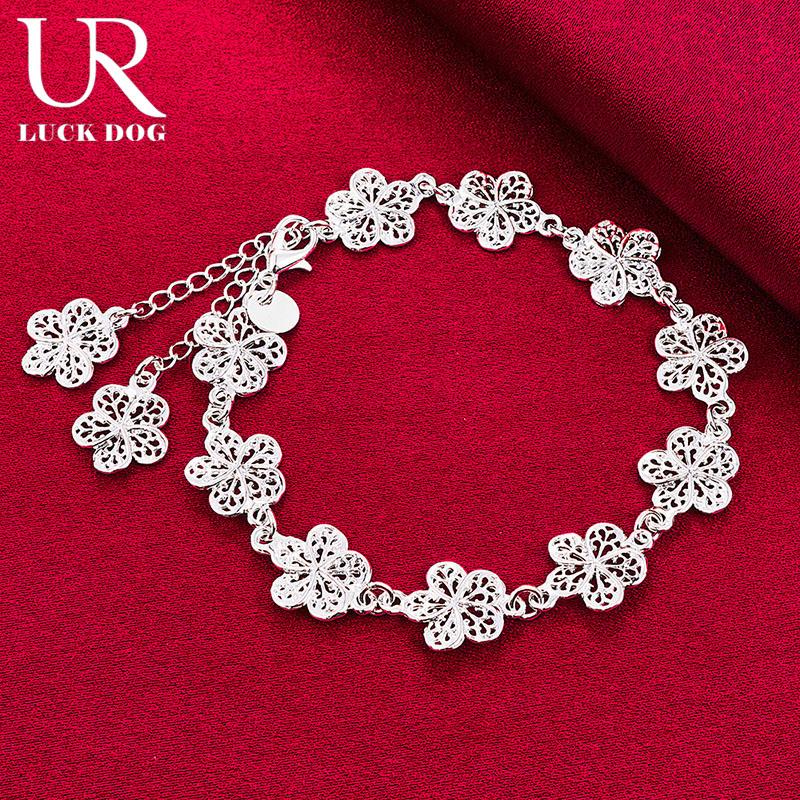 925 Sterling Silver Full Flower Bracelet Fashionable Wedding Jewelry