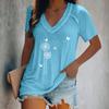 Women's Fashion V-neck Print Pullover Casual Short-sleeved T-shirt