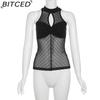 BITCED Summer Women's Fashion Sexy O-Neck Sleeveless Mesh Tank Top