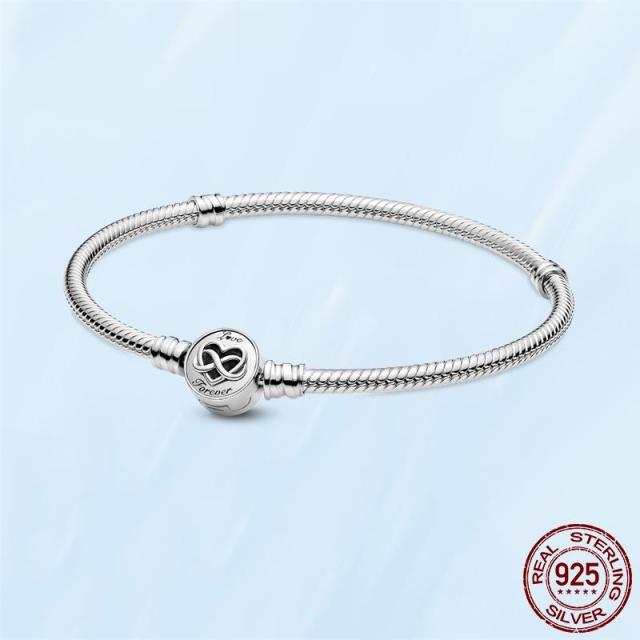 Femme Браслет 925 пробы стерлингового серебра змея браслет-цепочка в форме сердца для женщин Fit Charms Бусины ювелирные изделия подарок