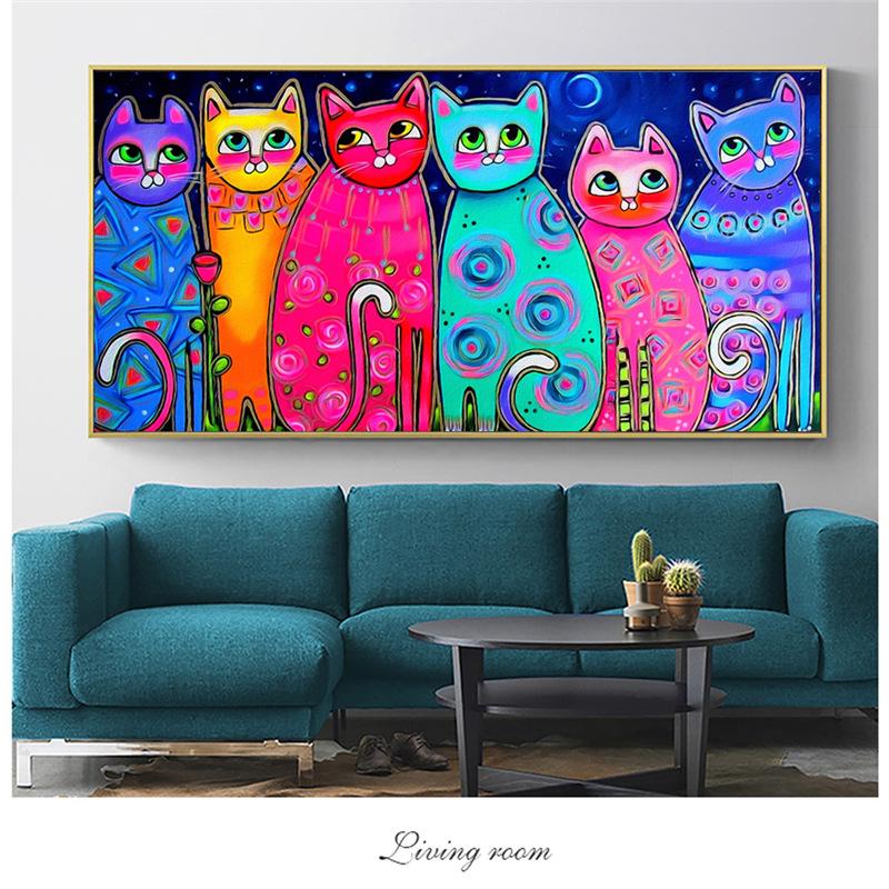 Colorful Cat Graffiti Canvas Wall Art