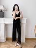 Комплект женской майки, брюк и халата из золотого бархата - Кружевные детали, Осенне-зимняя домашняя одежда, Подходит для ношения на улице.