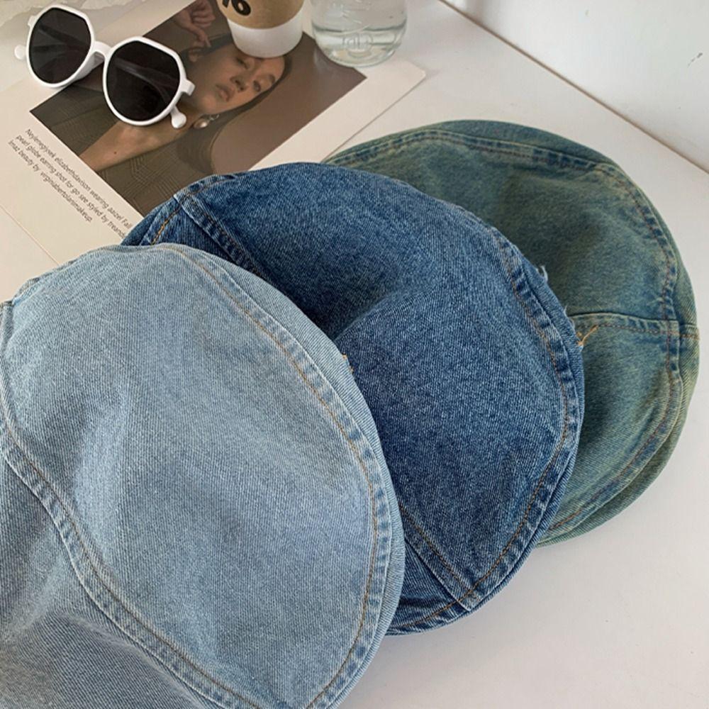Korean Style Painter Hat Newsboy Cap Octagonal Hat Personality Denim Beret  Ladies