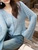 Knitted Cardigan for Women 2023 Autumn New Vintage Hollow Out High Waist Flare Sleeve V-neck Clothing Tops MXC41Z0164