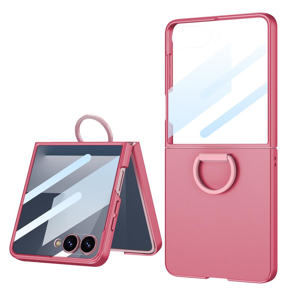 Подходит для чехла для мобильного телефона Samsung Z Flip7, чехол с D-образным кольцом-подставкой, пленка, ультратонкая защитная крышка