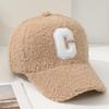 Y2k Teens Baseball Caps with Embroidery C Letter Windproof Casual Duckbill Caps Outdoor Camping Cycling Plush Duckbill Caps
