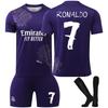 Подростки Дети Взрослые Индивидуальное Имя Футбольные Комплекты 24/25 Реал Мадрид Y3 Фиолетовый #7 РОНАЛДО Спортивный Тренировочный Комплект Формы с Носками