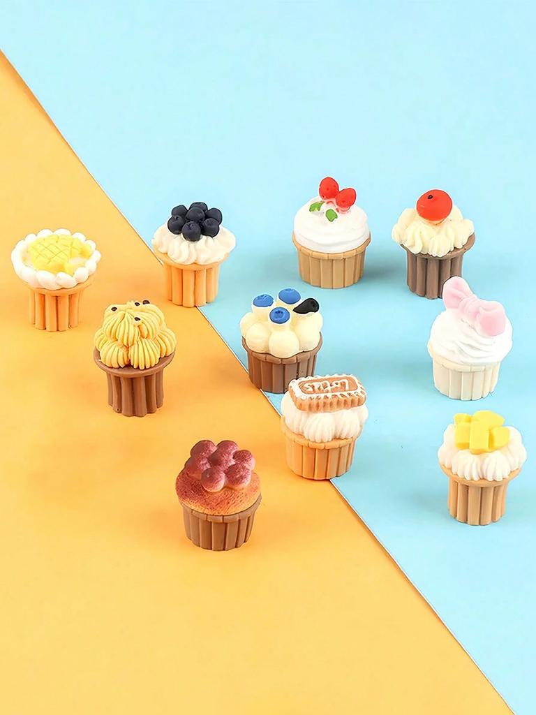 10pcs Random Style Diy Miniature Realistic 3d Fruit Cake Simulation Toy Set Suitable For Car Decor, Playhouse Decor Home Decor