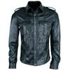 Casual Classic Black Handmade Shirt Men Stylish Formal Genuine Lambskin Original Leather