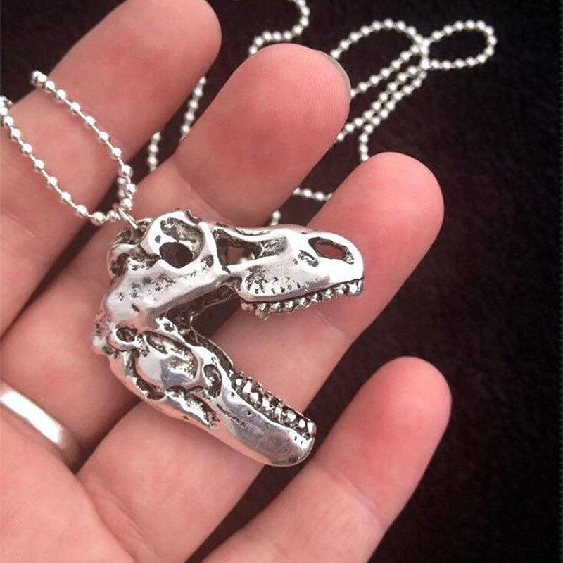1 шт. Тираннозавр Рекс Киберпанк Готика Животное Зубы Скелет Череп Готическая Бижутерия Подвеска Череп Динозавра Длинное Ожерелье
