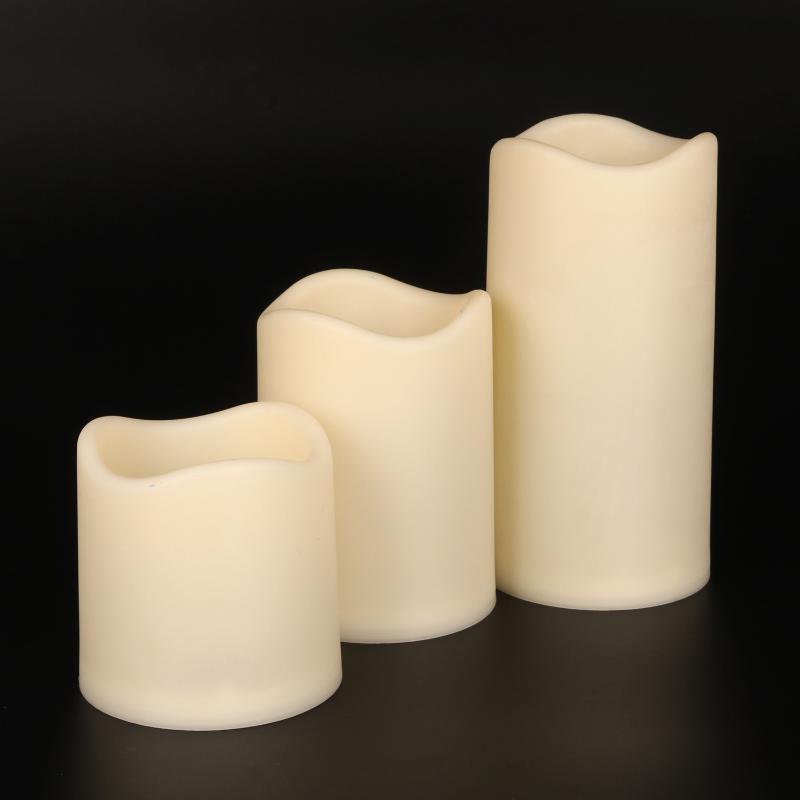 3 Waterproof Outdoor Battery Powered Flame Free LED Pillar Candles Remote Control Flashing Plastic Resin Electric for Patio Lantern Decorations