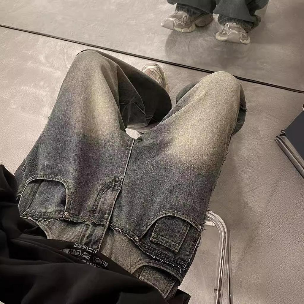 Мужские джинсы широкого кроя в американском ретро-стиле 2024 года - Модный свободный прямой крой для весны и осени