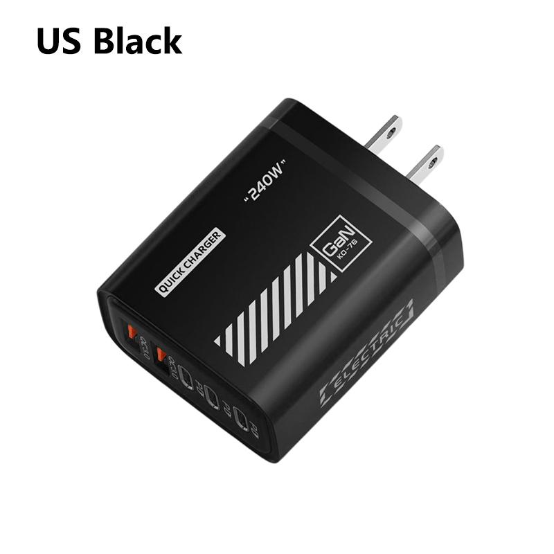 240 Вт 5 портов Зарядное устройство для мобильного телефона 2 USB 3 Type-C Быстрая зарядка PD QC 3.0 Quick Charge Адаптер настенного зарядного устройства Штекер US EU Для Xiaomi