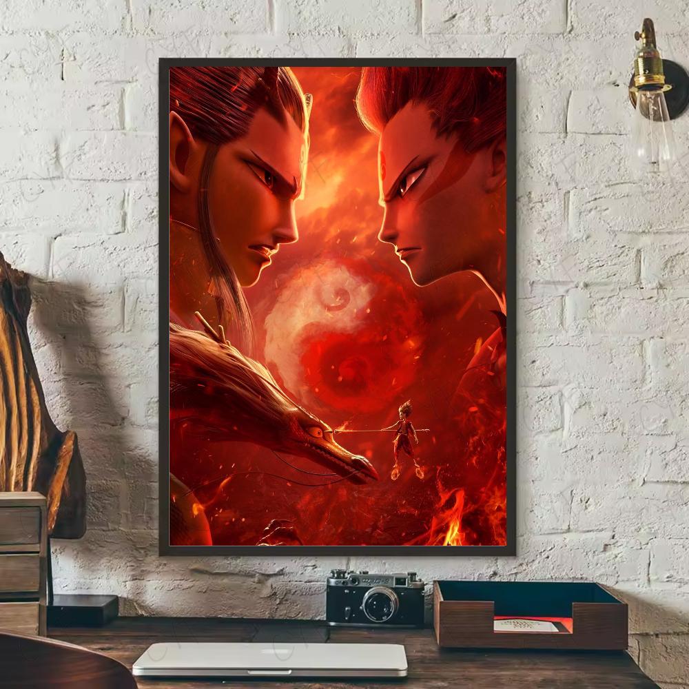 Chinese myth animation Nezha Poster HD art sticky wall waterproof home living room bedroom bar aesthetic decoration