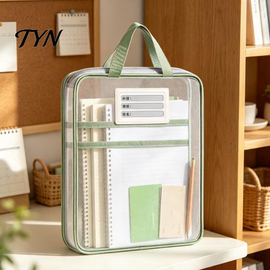 Деловые портфолио-сумки Прозрачная нейлоновая сумка для документов, Портативный легкий сетчатый органайзер для файлов с защитными чехлами на молнии и ремешком, Большой