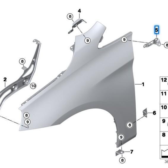 Кронштейн крыла BMW 2 серии F45 (41007408659/41007408660)