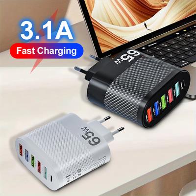 5-портовое USB-зарядное устройство 3.1A с поддержкой PD для зарядки телефонов Xiaomi, iPhone 13 и Samsung, с разъемом для зарядки QC 3.0.