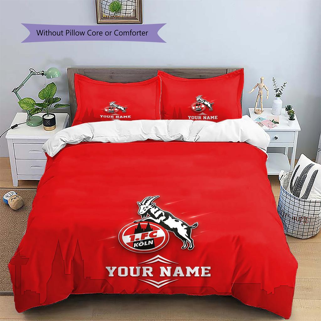 Custom Name 1. FC Köln Pattern Bedding Quilt Set Home Decoration Gift (1 * duvet cover + 2 * pillowcase without core)