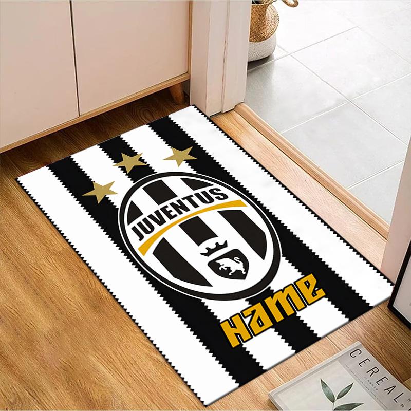 Custom Name Juventus Team Crest Rug Game Carpet, Floor Mat for Bedroom Living Room Entryway Rug, Home Decor Idea Gift for Christmas birthday