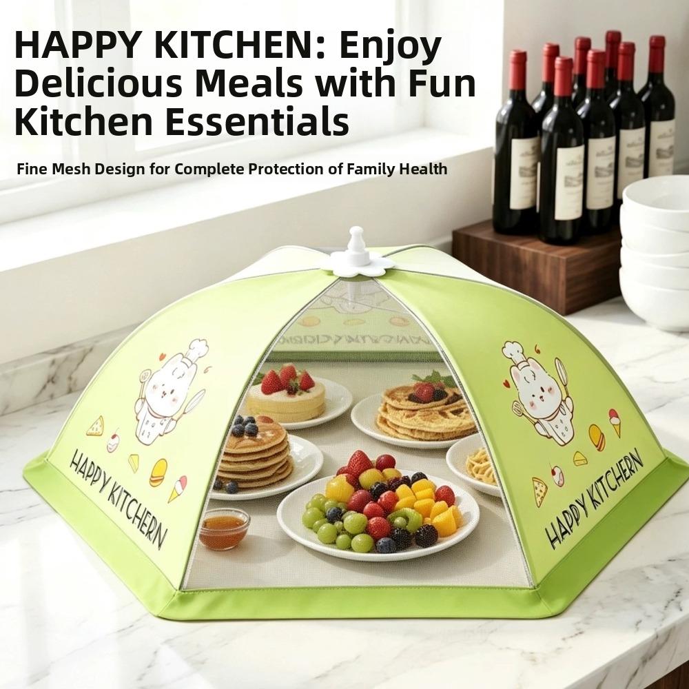 Umbrella Style Collapsible Food Cover Cartoon Mosquito Proof Cover Insect Prevention Cover Summer