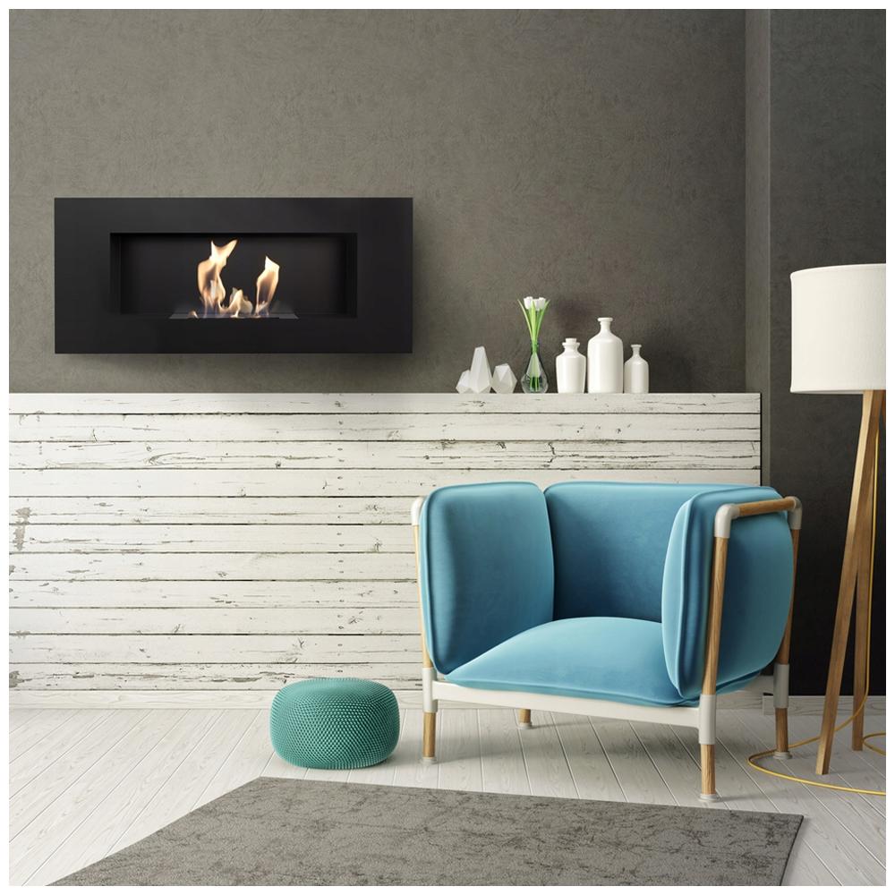 Wall mounted Bioethanol fireplace DELTA black TÜV