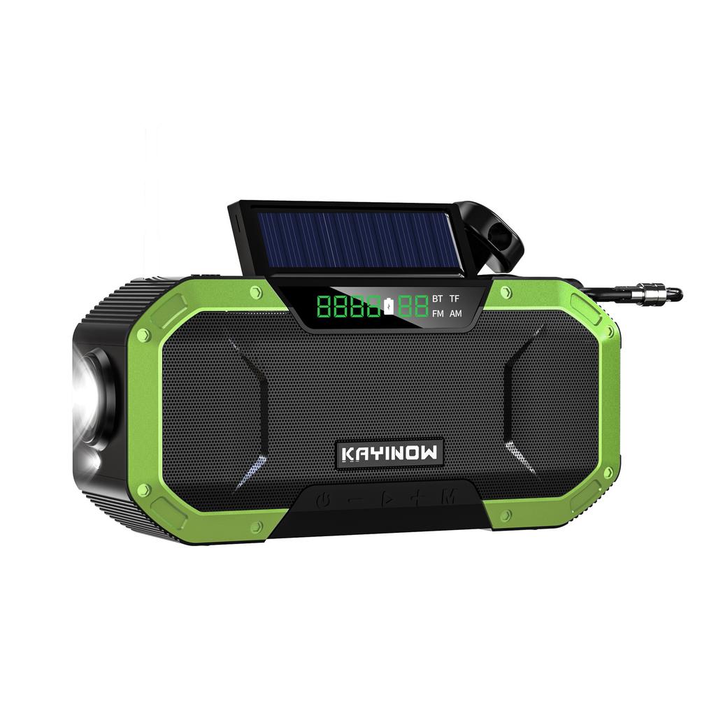 Многофункциональная портативная Bluetooth-колонка, радиоприемник AM/FM/NOAA с ручным генератором и солнечной панелью, светодиодный фонарик и Power Bank на 5000 мАч, фонарик, SOS-сигнал