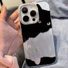 Черно-белый чехол для телефона с кошкой для iPhone 17 16 15 13 14 11 12 Pro Max 15 17 Pro XR XS 16E 14 15 16 Plus X 11 12 13 Pro Лазерный чехол